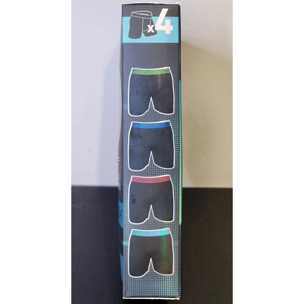 Spyder Performance Boxer Briefs Men's Large Green Blue Teal Red Black 4 Pack NIB